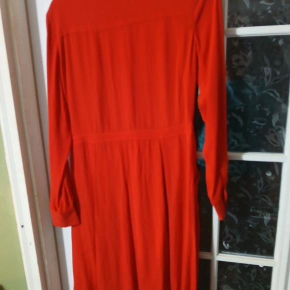 Boden Dress Women US 8R Ashbourne Gold Button Down Midi Red Long Sleeve 40" L - Picture 5 of 10